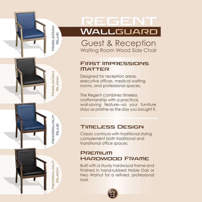 Regency Regent WallGuard Guest and Reception Waiting Room Wood Side Chair Seating Side and Guest 19"H (REG - 9875XXX) - SchoolOutlet