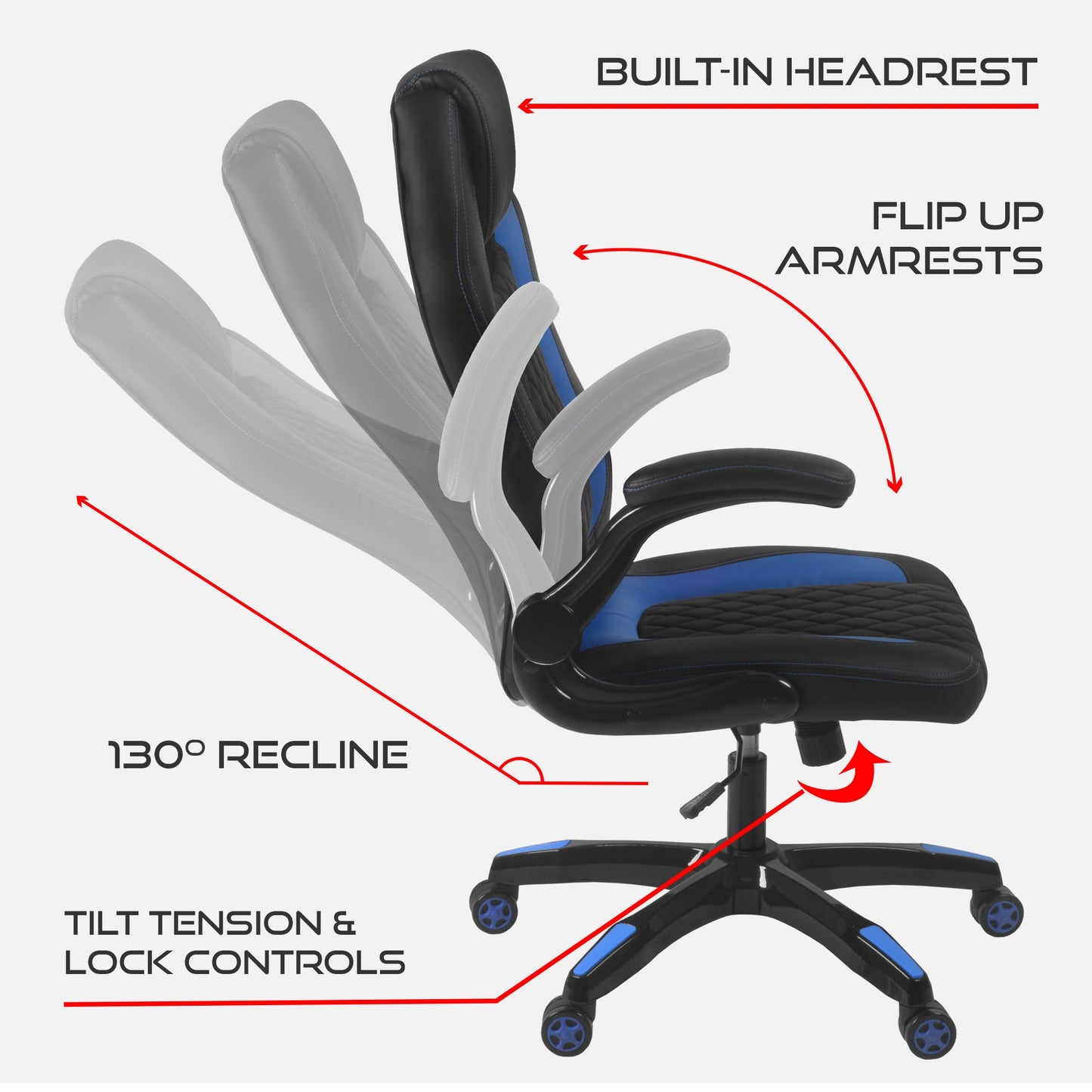 Regency AON Archeus Ergonomic Gaming Chair Seating Swivel with High - Back Contoured Support and Advanced Performance Adjustability 17 - 21.5"H (REG - AON001) - SchoolOutlet
