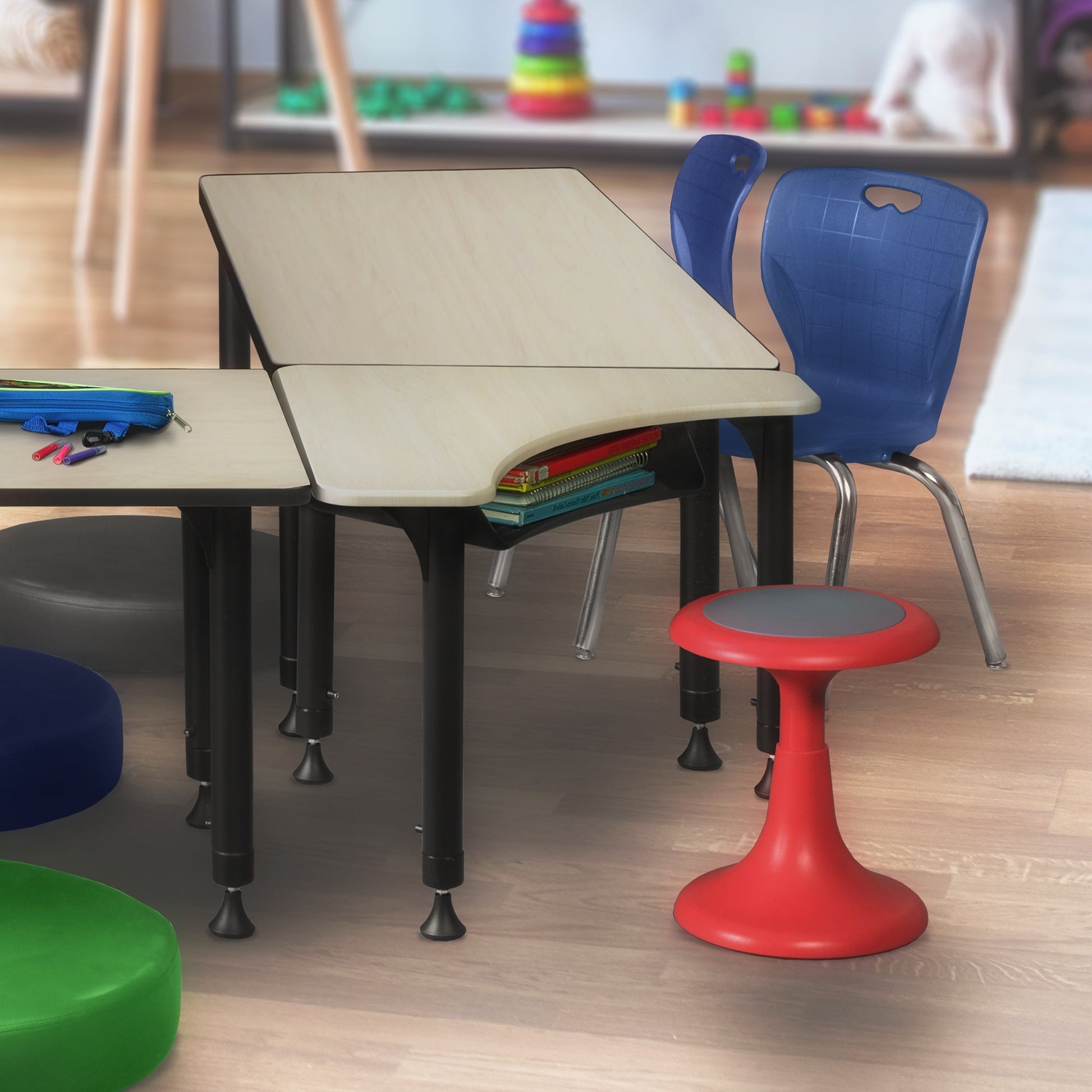 Regency 28" Boomerang Height Adjustable Plastic Top Activity School Desk (Maple) - SchoolOutlet