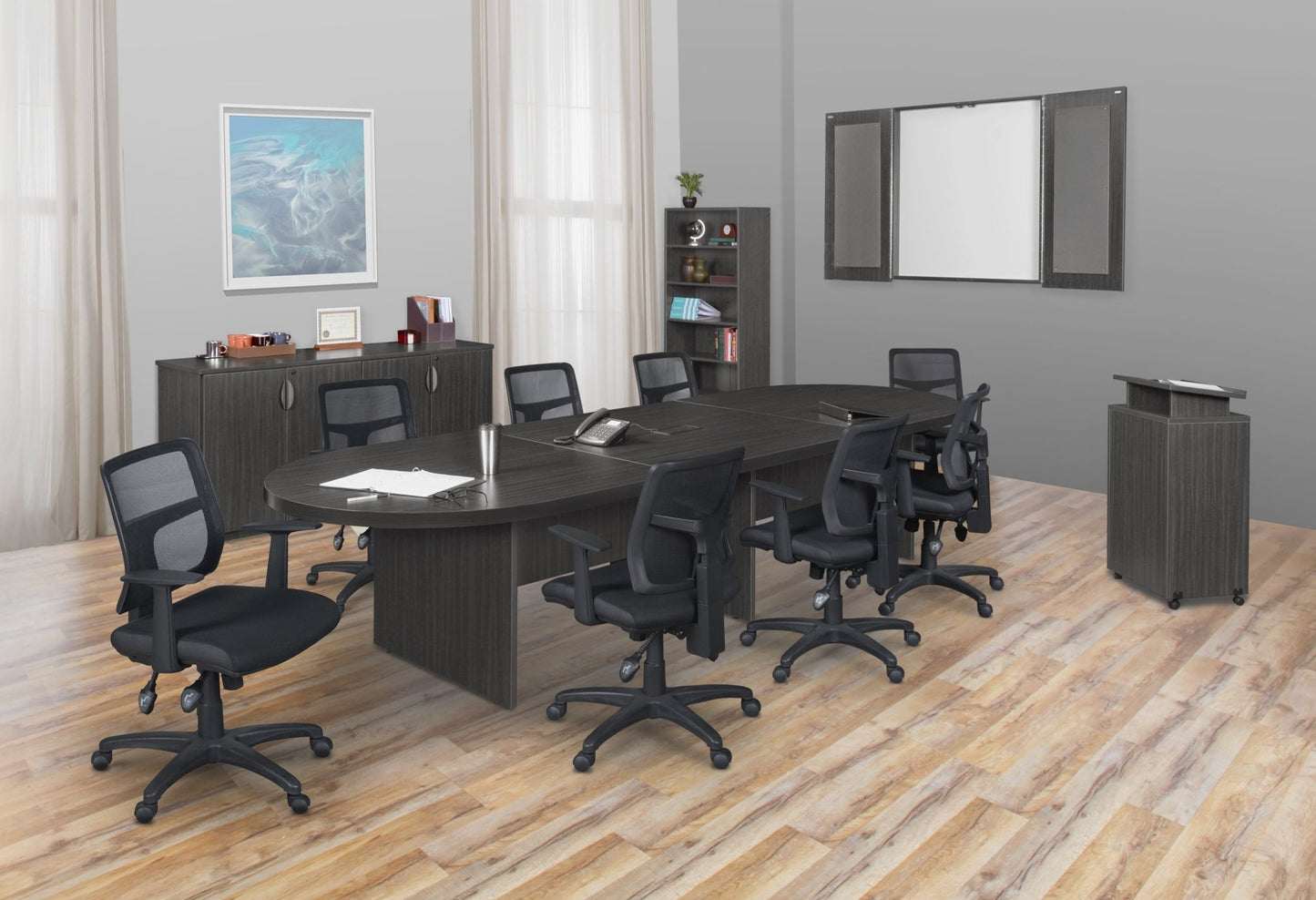 Regency Legacy 14 ft. Racetrack Laminate Conference Table with Charging Port - SchoolOutlet