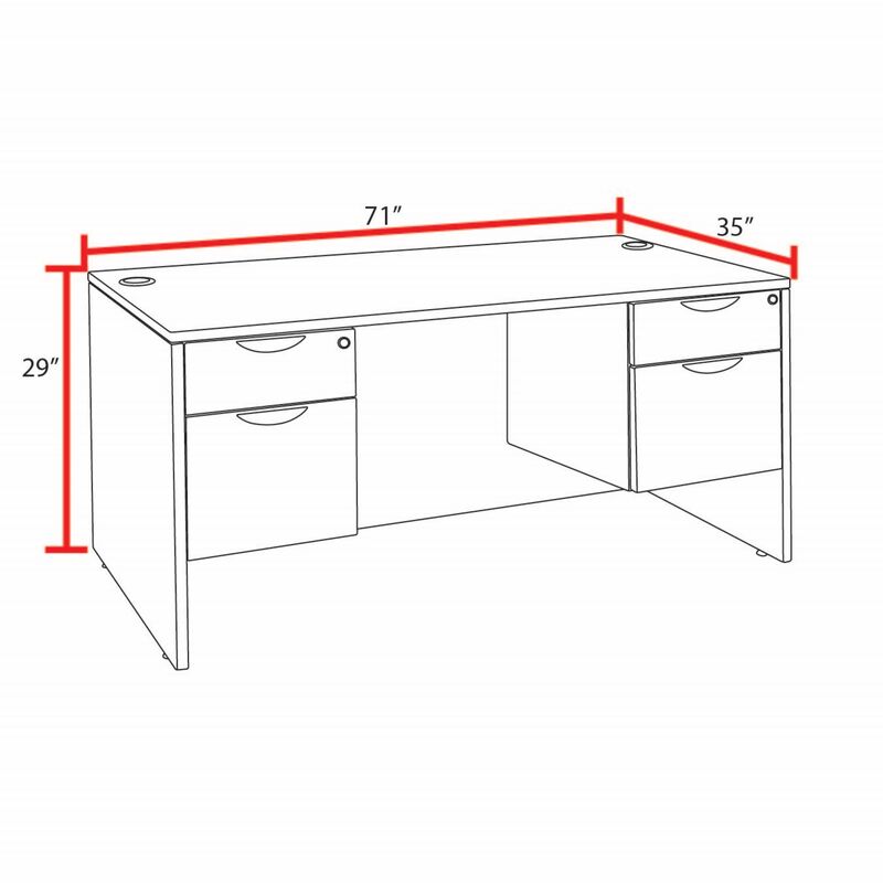 Regency Legacy 71 x 35 in. Office Desk with Double Pedestal Drawer Unit - SchoolOutlet