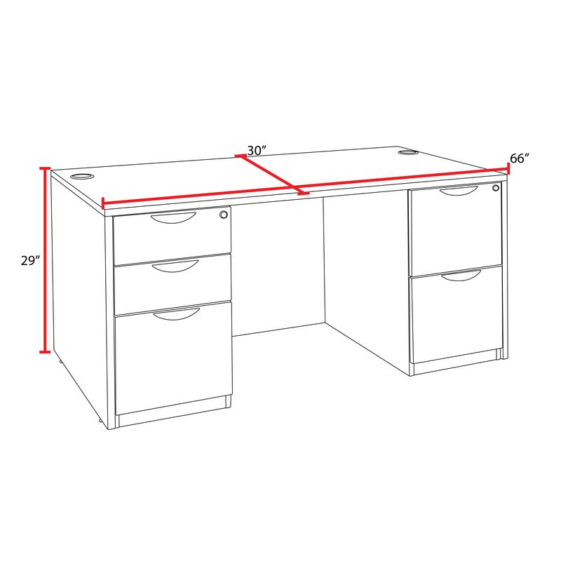 Regency Legacy 66 x 30 in. Office Desk with Double Full Pedestal - SchoolOutlet