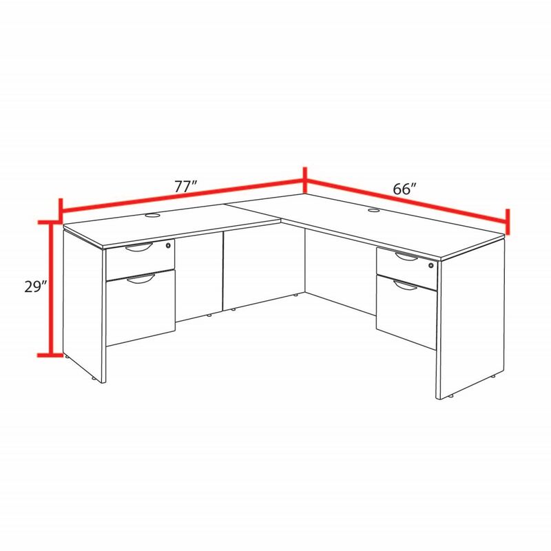 Regency Legacy Professional Series Executive L - Shaped Corner Workstation with Double Pedestal Drawer Unit 66" W x 77" D x 29" H (REG - LLD663047AG) - SchoolOutlet