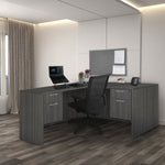 Regency Legacy Professional Series Executive L - Shaped Corner Workstation with Double Pedestal Drawer Unit 66