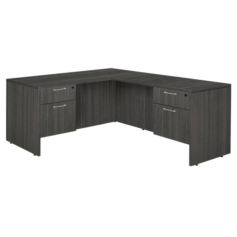 Regency Legacy Professional Series Executive L - Shaped Corner Workstation with Double Pedestal Drawer Unit 66" W x 77" D x 29" H (REG - LLD663047AG) - SchoolOutlet