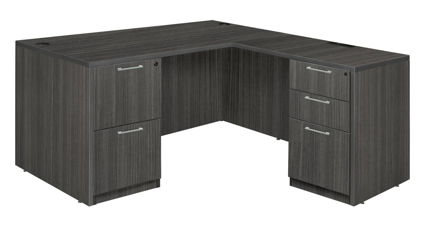 Regency Legacy L - Shaped Desk with Double Full Pedestal 60"W x 65"D x 29"H (REG - LLDFP6030) - SchoolOutlet