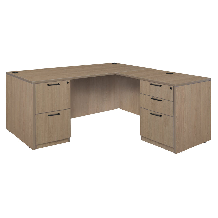 Regency Legacy L - Shaped Desk with Double Full Pedestal 60"W x 65"D x 29"H (REG - LLDFP6030) - SchoolOutlet