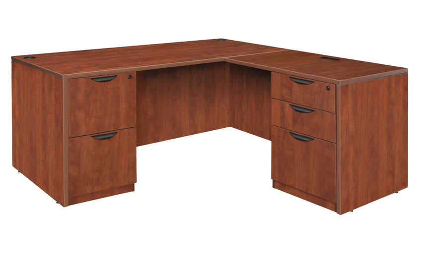 Regency Legacy L - Shaped Desk with Double Full Pedestal 71"W x 70"D x 29"H (REG - LLDFP7135) - SchoolOutlet