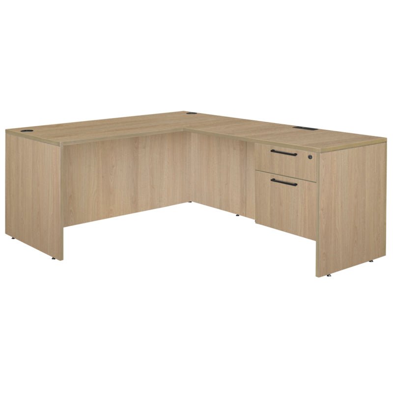 Regency Legacy 60 x 77 in. L Desk with Single Pedestal Drawer Unit - Noble Oak - SchoolOutlet