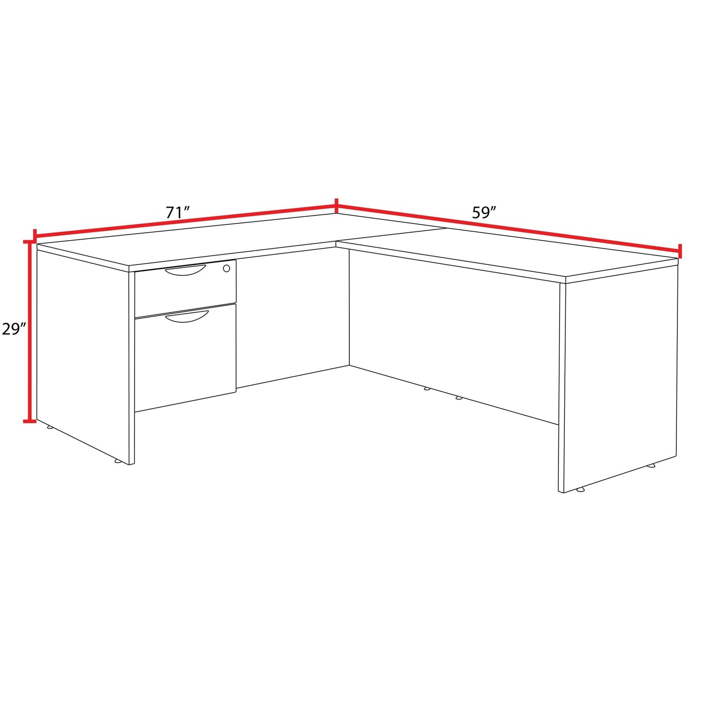 Regency Legacy Executive Reversible L - Shaped Desk with Single Pedestal 71"W x 59"D x 29"H (REG - LLDSP7124) - SchoolOutlet