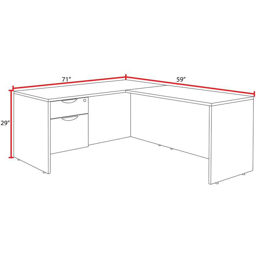 Regency Legacy Executive Reversible L - Shaped Desk with Single Pedestal 71"W x 59"D x 29"H (REG - LLDSP7124) - SchoolOutlet