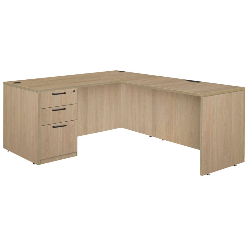Regency Legacy 66 x 77 in. L Desk with Single Full Pedestal Drawer Unit - Noble Oak - SchoolOutlet