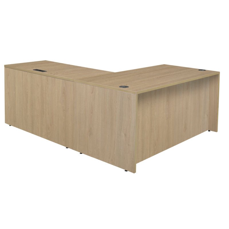Regency Legacy 66 x 77 in. L Desk with Single Full Pedestal Drawer Unit - Noble Oak - SchoolOutlet