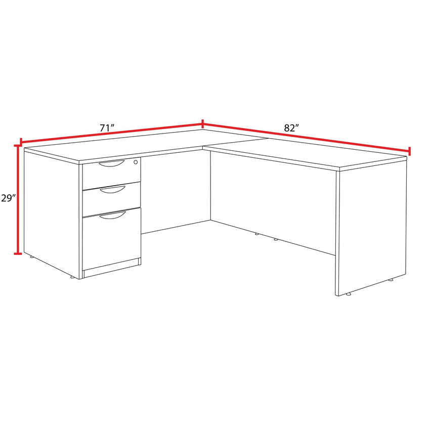 Regency Legacy Executive Architectural Corner L - Shaped Desk with Single Full Pedestal 71"W x 35"D x 29"H (REG - LLDSPF713547) - SchoolOutlet