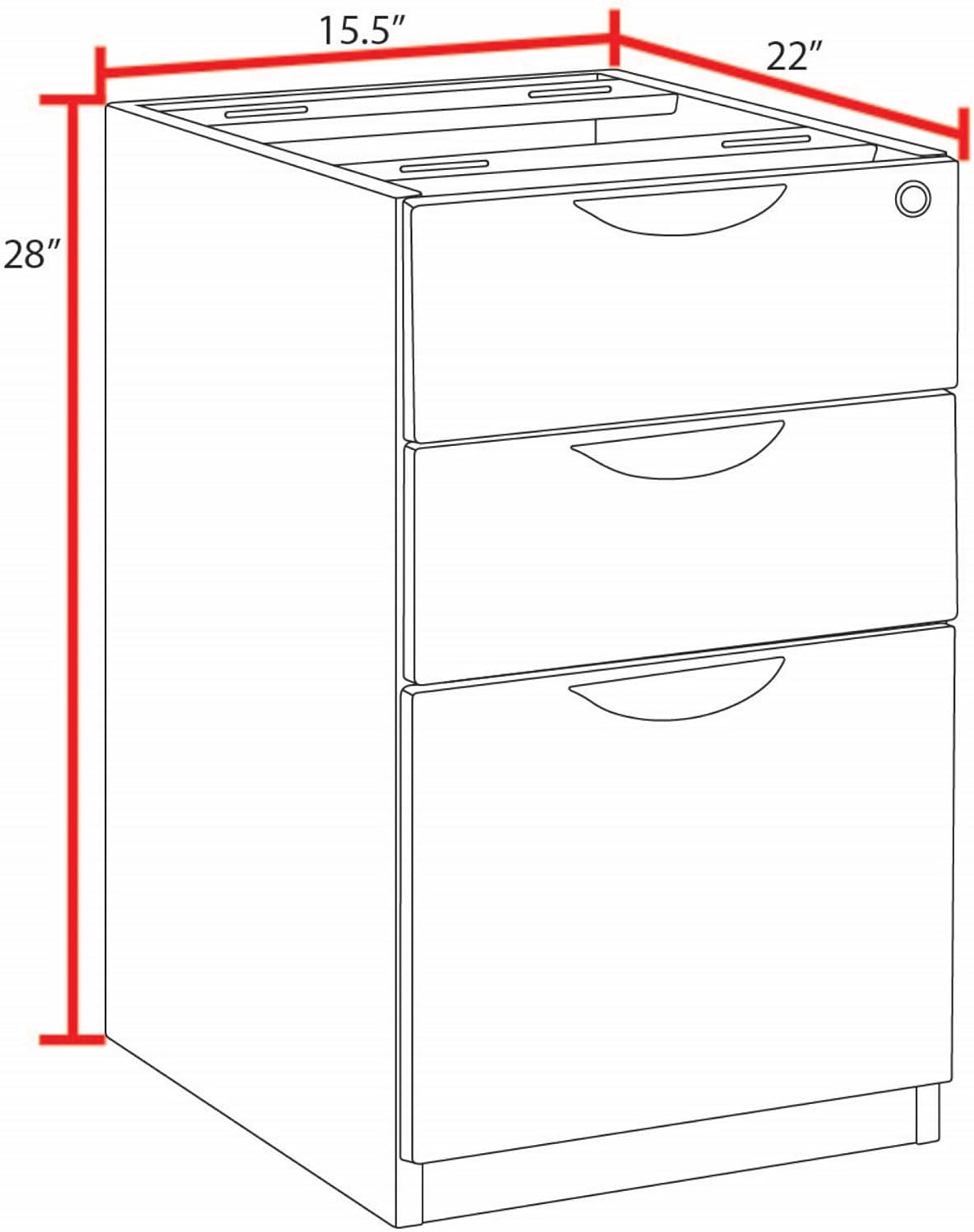 Regency Legacy Executive Under - Desk Storage Pedestal with 2 - File 1 - Box Drawer 15"W x 22"D x 28"H (REG - LPFFB22) - SchoolOutlet