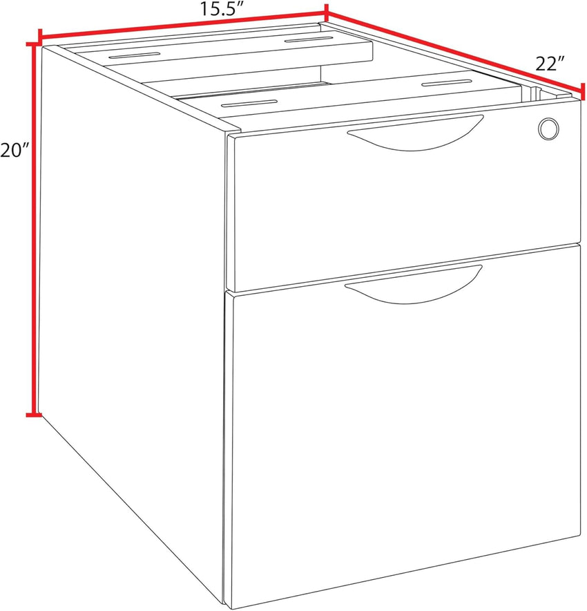 Regency Legacy Modular Under - Desk Pedestal with 1 - Box 1 - File Drawer 15.5"W x 22"D x 20"H (REG - LPBF22) - SchoolOutlet