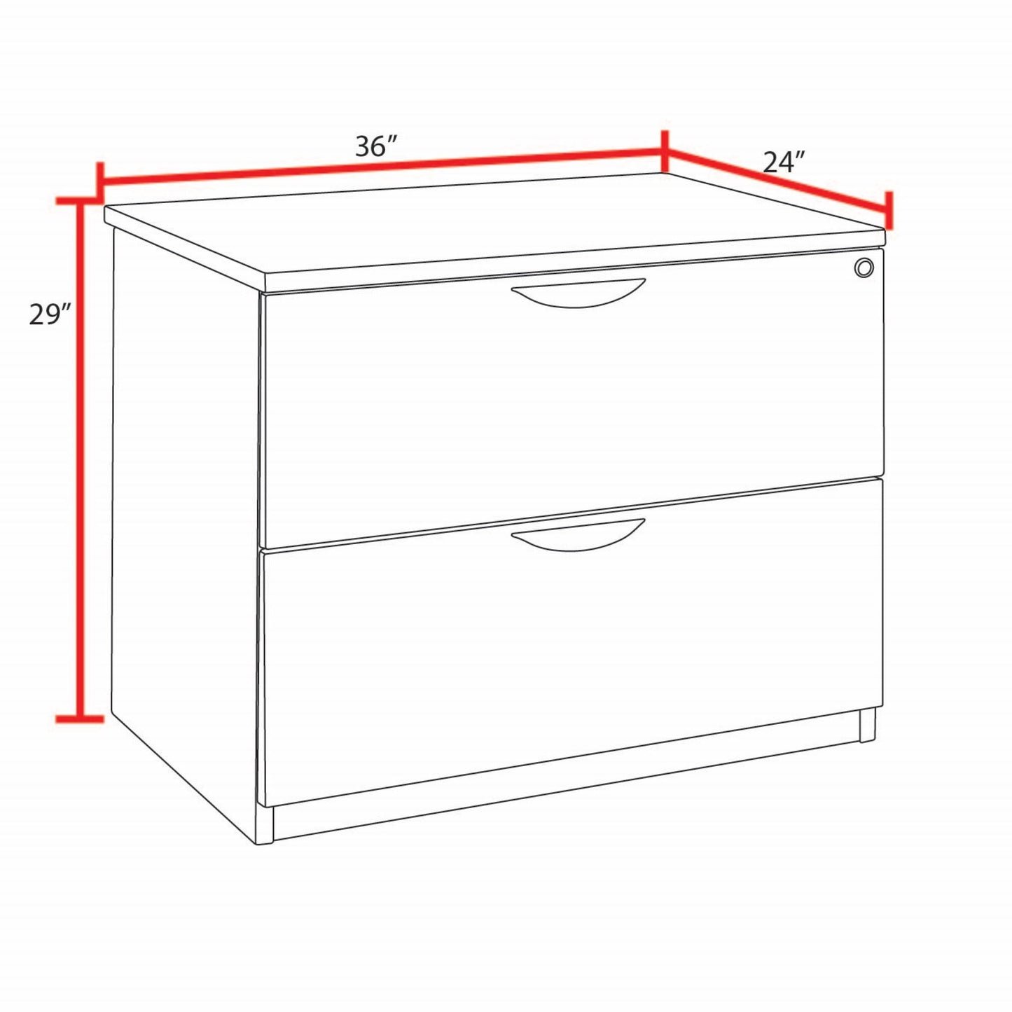 Regency Legacy Traditional Modular 2 - Drawer Lateral File Cabinet 36"W x 24"D x 29"H (REG - LPLF3624) - SchoolOutlet