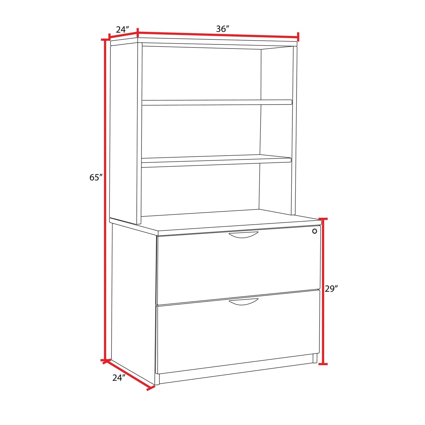 Regency Legacy Multi - Functional Lateral File with Open Hutch 36"W x 24"D x 65"H (REG - LPLFH3665) - SchoolOutlet