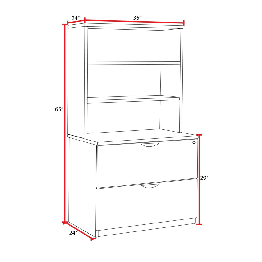 Regency Legacy Multi - Functional Lateral File with Open Hutch 36"W x 24"D x 65"H (REG - LPLFH3665) - SchoolOutlet