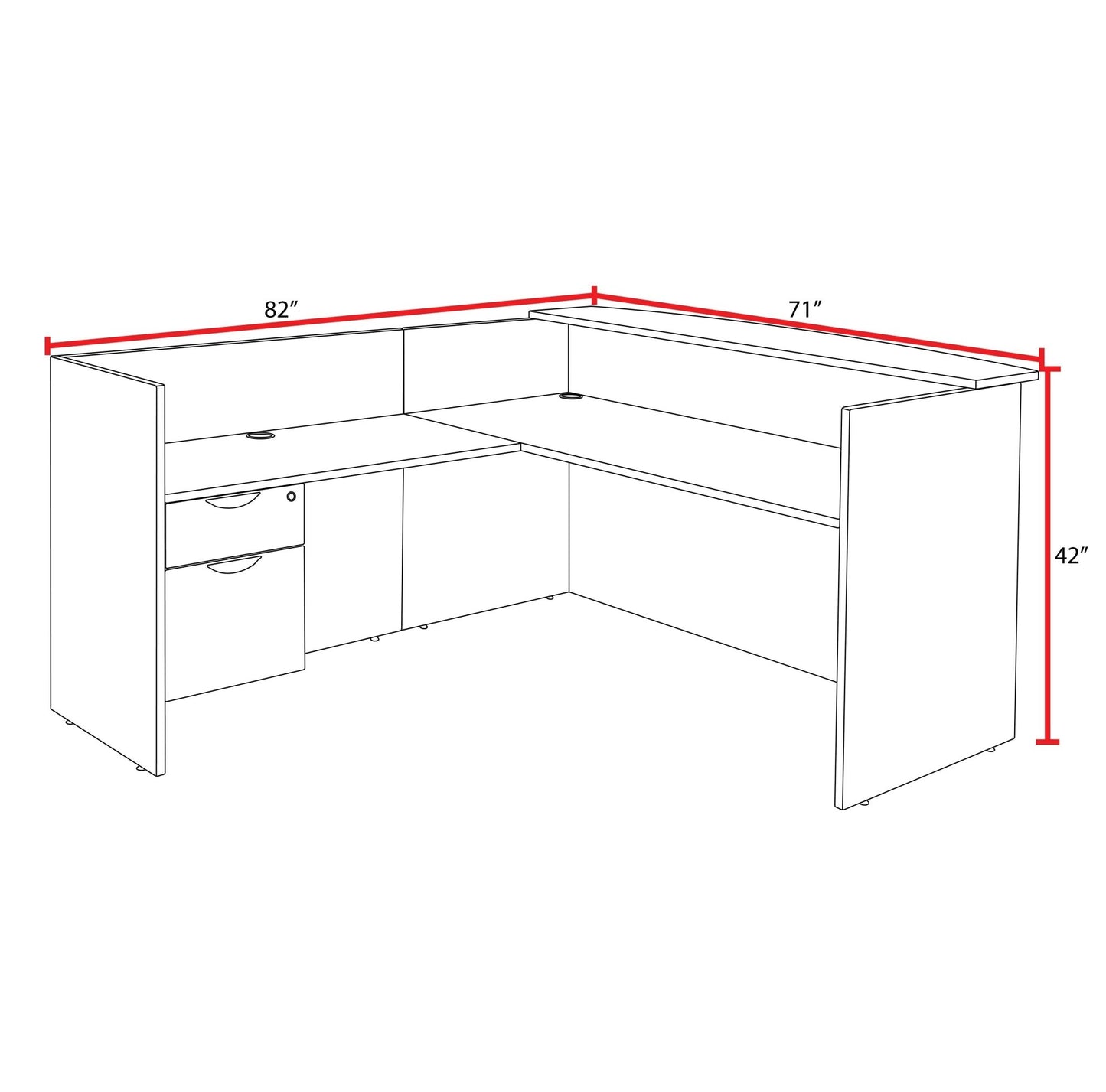 Regency Legacy Executive Single Pedestal Reception Desk 71"W x 82"D x 42"H (REG - LRDRT1BF) - SchoolOutlet