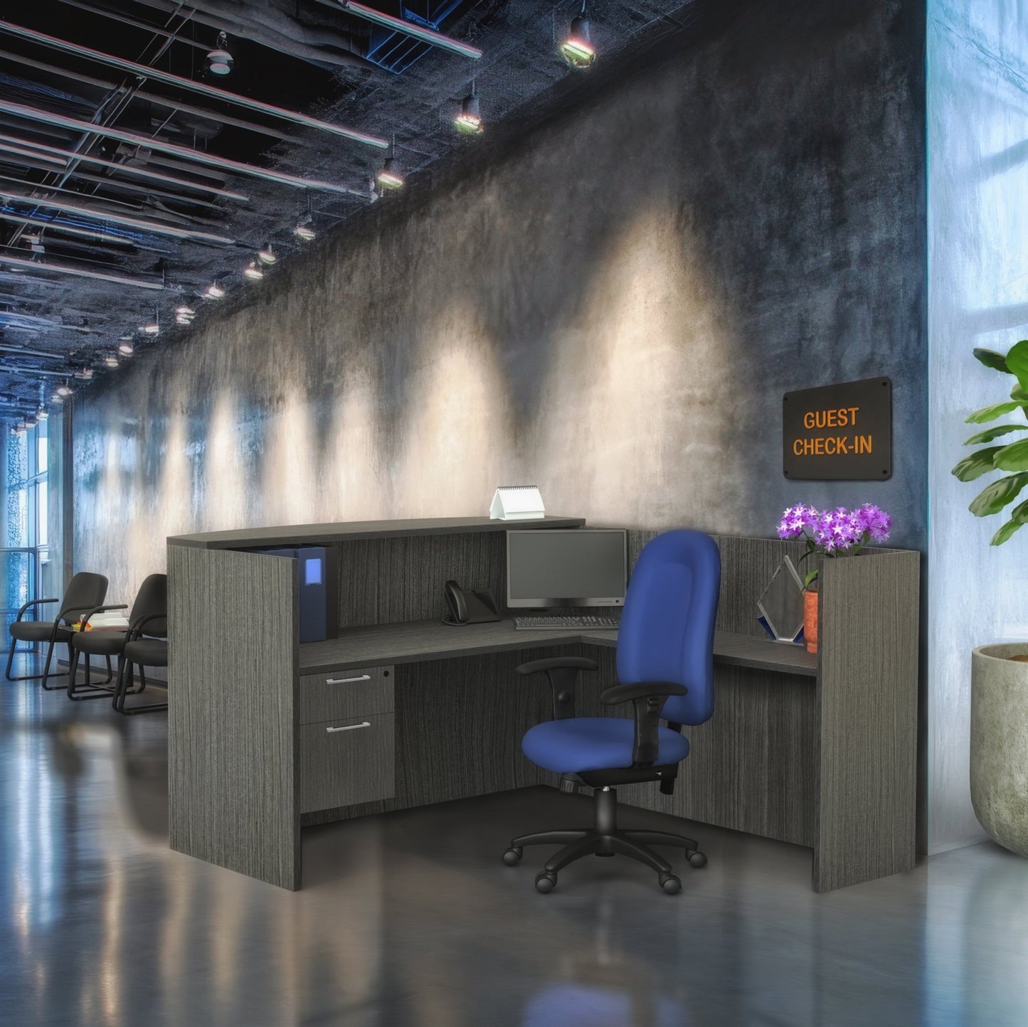 Regency Legacy Executive Single Pedestal Reception Desk 71"W x 82"D x 42"H (REG - LRDRT1BF) - SchoolOutlet