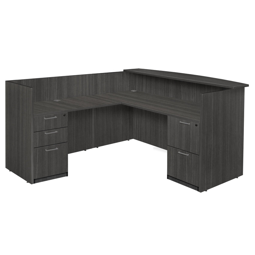 Regency Legacy Executive L - Shaped Reception Desk with Double Full Pedestal 71"W x 82"D x 42"H (REG - LRDRT2FP) - SchoolOutlet