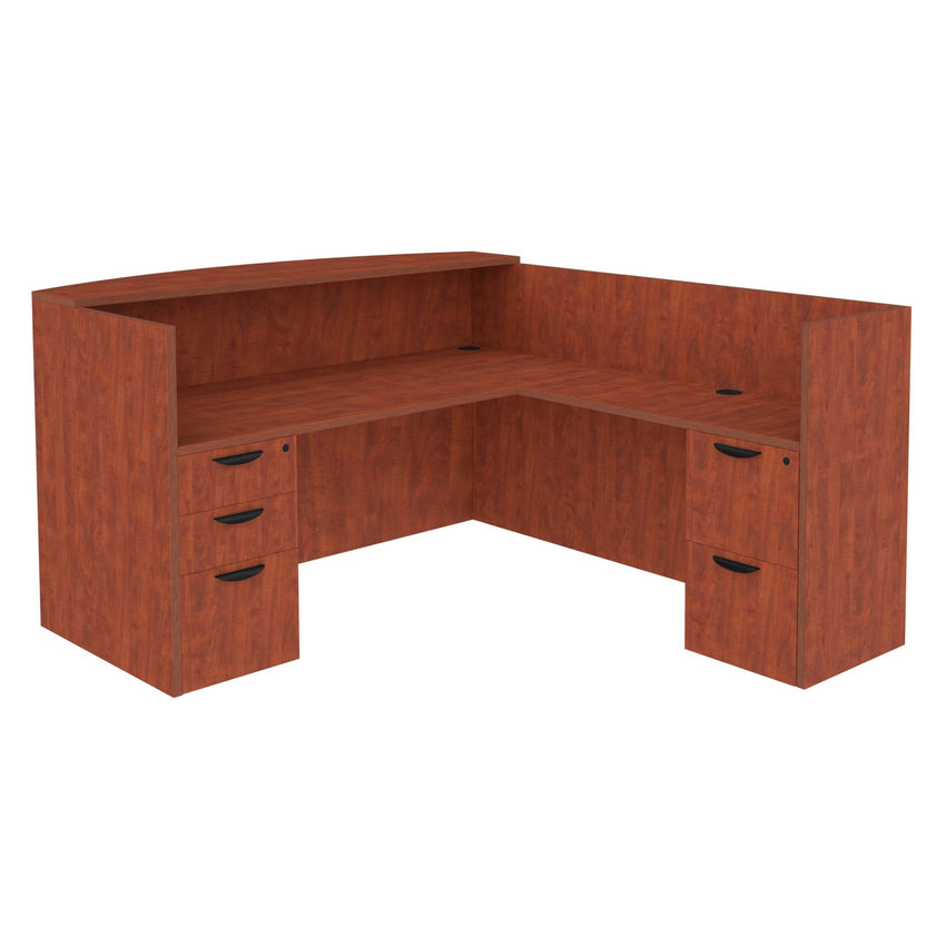 Regency Legacy Executive L - Shaped Reception Desk with Double Full Pedestal 71"W x 82"D x 42"H (REG - LRDRT2FP) - SchoolOutlet