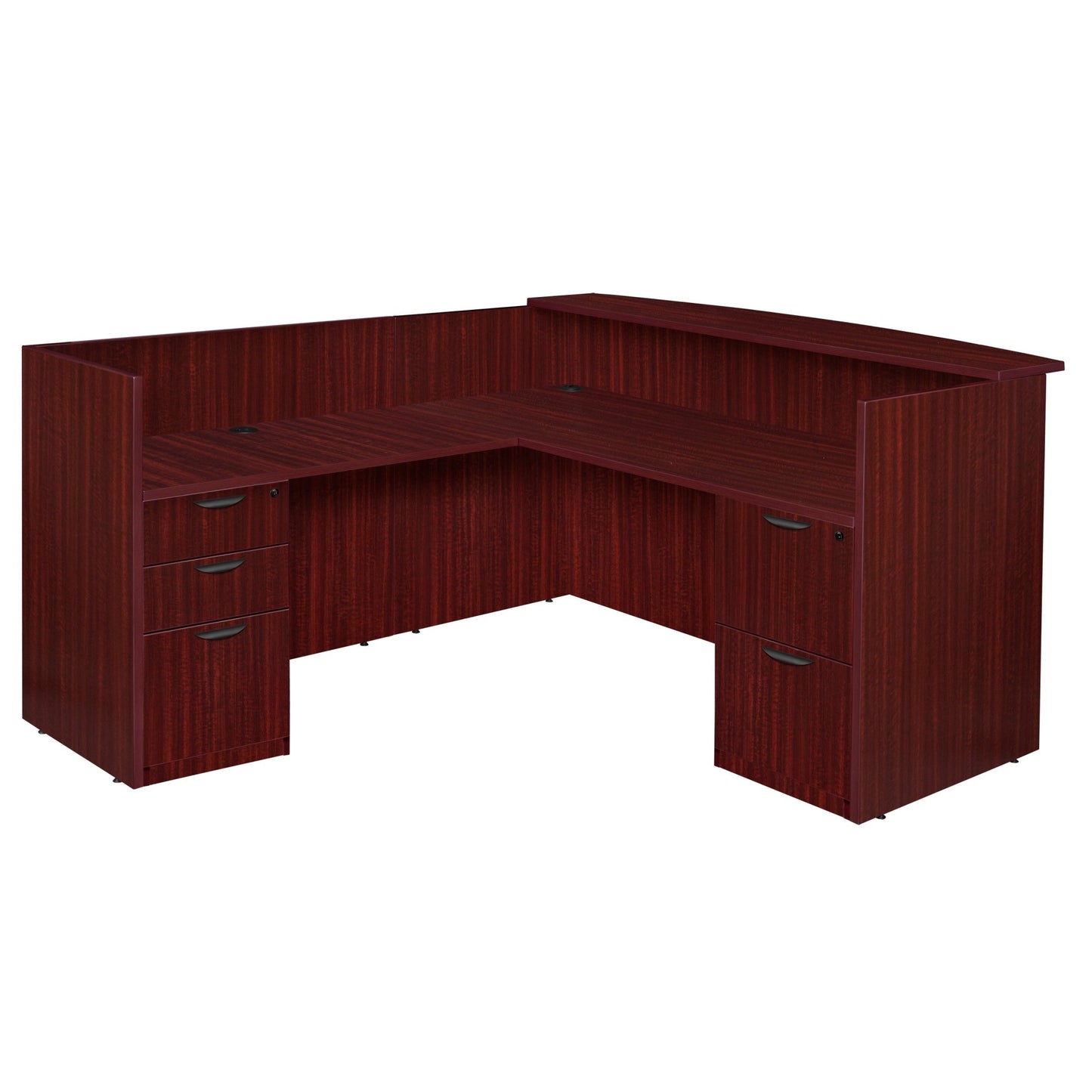 Regency Legacy Executive L - Shaped Reception Desk with Double Full Pedestal 71"W x 82"D x 42"H (REG - LRDRT2FP) - SchoolOutlet