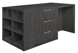 Regency Legacy Executive Stand-Up 2-Lateral File/2-Desk Quad with Bookcase End 85"W x 46"D x 42"H (REG-LS2LF2SD8546)