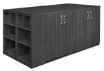 Regency Legacy Executive Stand - Up 2 Storage Cabinet 2 Desk Quad with Bookcase End 85