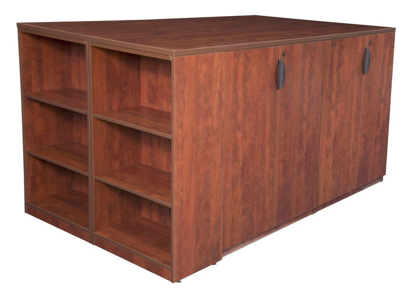 Regency Legacy Executive Stand Up 2 Storage Cabinet Lateral File Desk Quad with Bookcase End 85"W x 46"D x 42"H (REG - LS2SCLFSD8546) - SchoolOutlet
