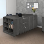Regency Legacy Executive Stand Up 2 Desk Storage Cabinet Lateral File Quad with Bookcase End 85