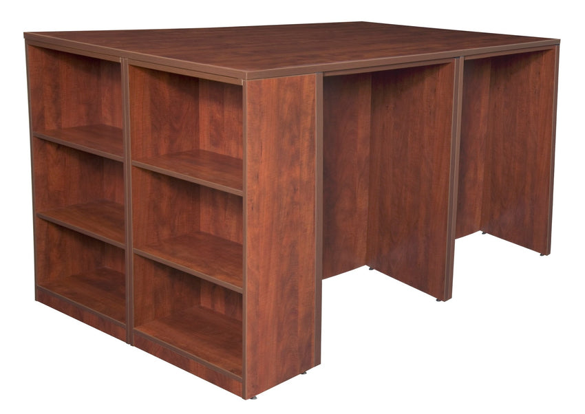 Regency Legacy Executive Stand Up 2 Desk Storage Cabinet Lateral File Quad with Bookcase End 85"W x 46"D x 42"H (REG - LS2SDSCLF8546) - SchoolOutlet