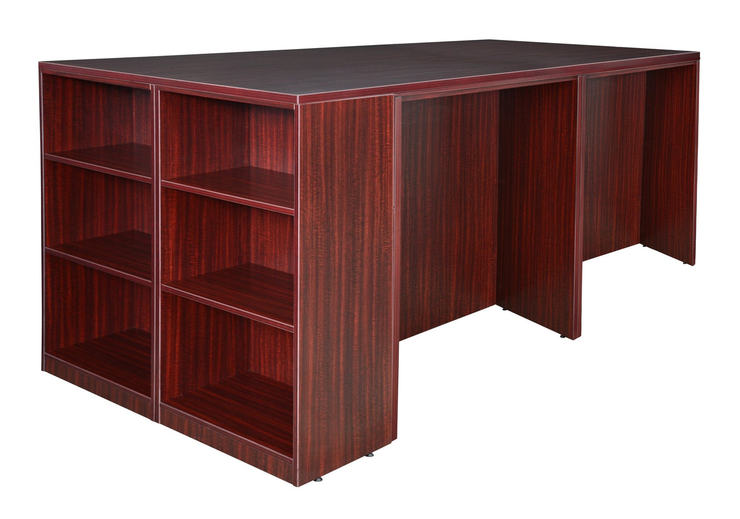Regency Legacy Executive Stand Up 2 Desk Storage Cabinet Lateral File Quad with Bookcase End 85"W x 46"D x 42"H (REG - LS2SDSCLF8546) - SchoolOutlet