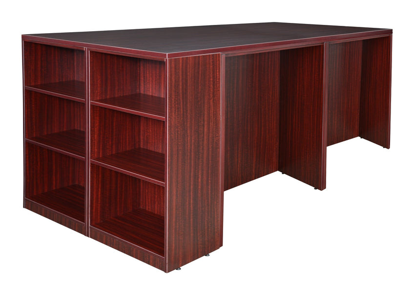 Regency Legacy Executive Stand Up 2 Desk Storage Cabinet Lateral File Quad with Bookcase End 85"W x 46"D x 42"H (REG - LS2SDSCLF8546) - SchoolOutlet