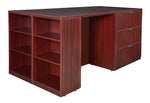 Regency Legacy Executive Stand Up Lateral File 3 Desk Quad with Bookcase End 85