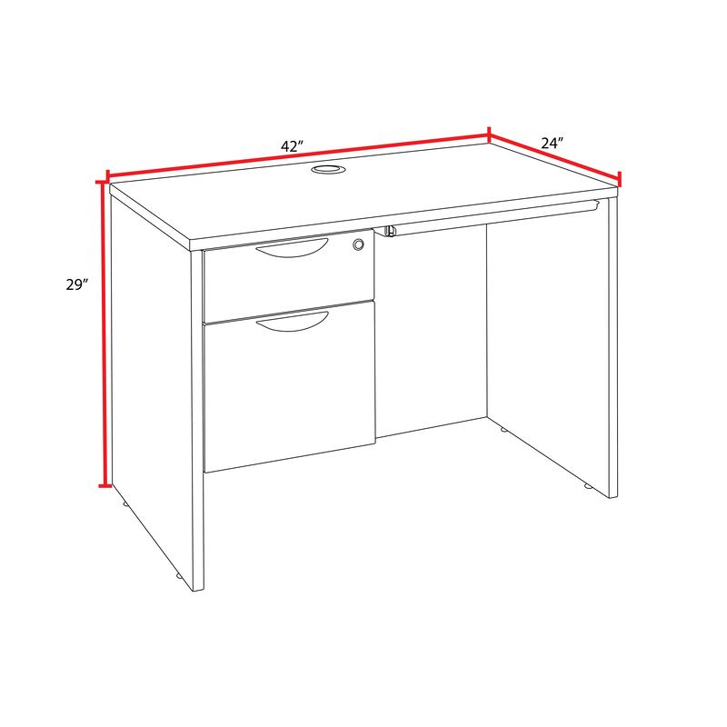 Regency Legacy 42 x 24 in. Executive Desk with Single Pedestal Drawer Unit & Pencil Drawer - SchoolOutlet