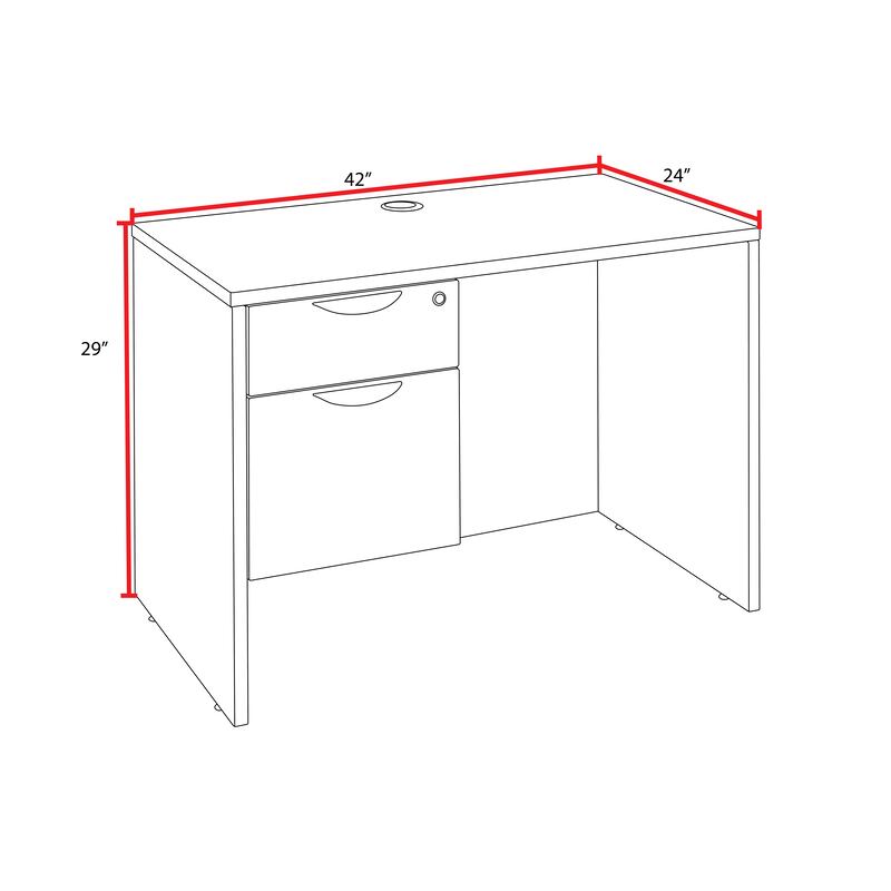 Regency Legacy 42 x 24 in. Executive Desk with Single Pedestal Drawer Unit - Noble Oak - SchoolOutlet
