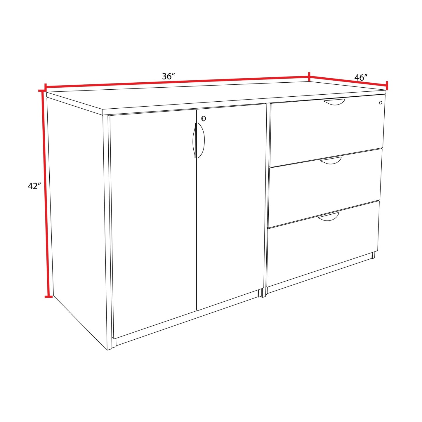 Regency Legacy Executive Stand Up Side to Side Storage Cabinet Lateral File Station 72"W x 23"D x 42"H (REG - LSSCLF7223) - SchoolOutlet