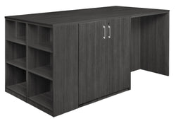 Regency Legacy Executive Stand Up Desk 3 Storage Cabinet Quad with Bookcase End 85"W x 46"D x 42"H (REG-LSSD3SC8546)