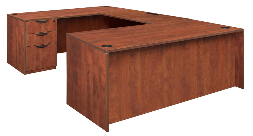Regency Legacy Executive 71" x 35" U - Desk with Double Full Pedestal Drawer Unit 71"W x 106"D x 29"H (REG - LUDF7135) - SchoolOutlet