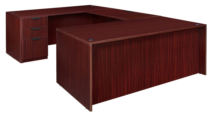 Regency Legacy Executive 71" x 35" U - Desk with Double Full Pedestal Drawer Unit 71"W x 106"D x 29"H (REG - LUDF7135) - SchoolOutlet