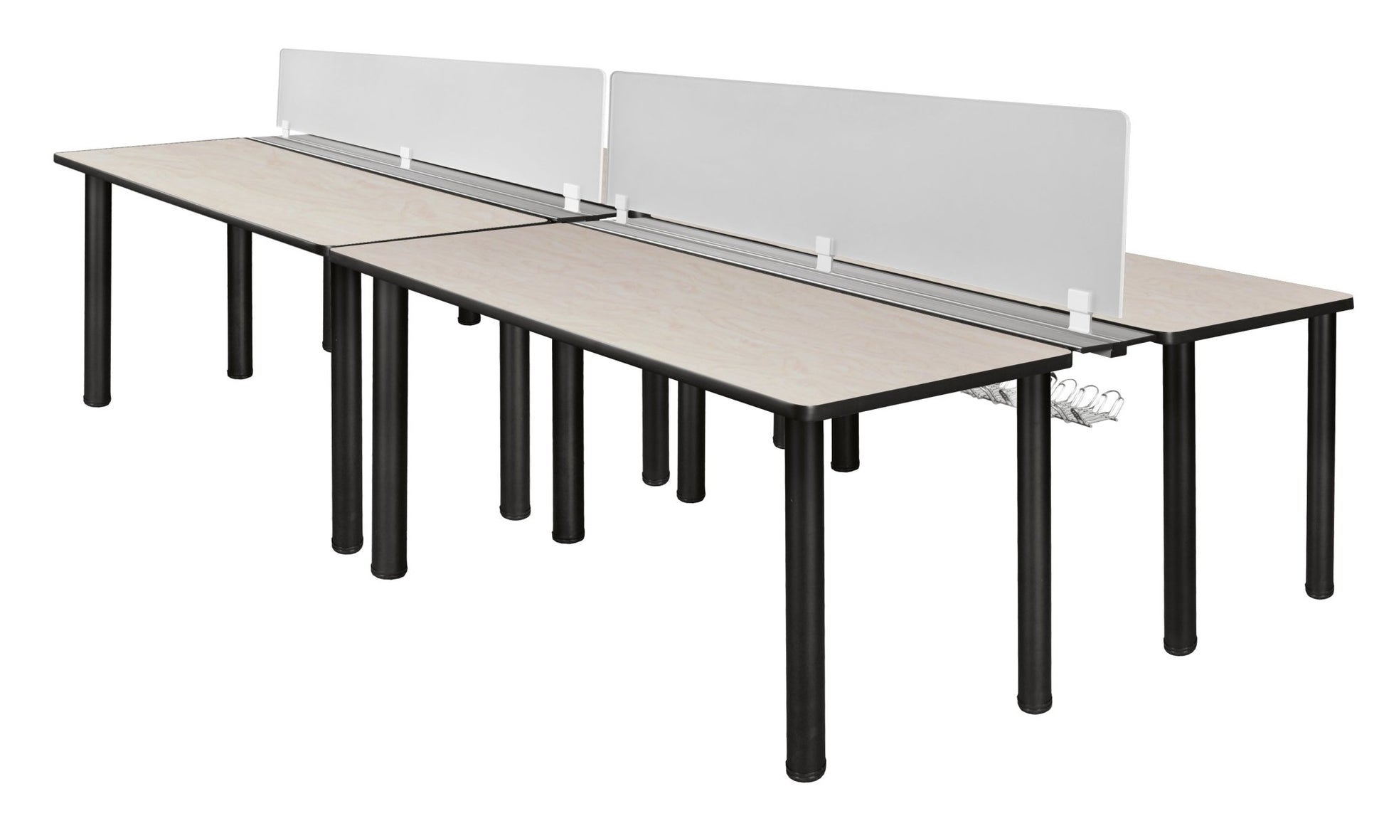 Regency Kee 4 Person Workstation Desk with Privacy Divider (132"W x 58"D) - SchoolOutlet