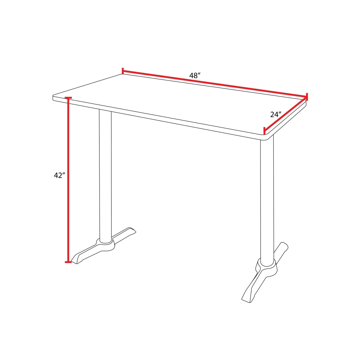 Regency Cain Steel T - Base Cafe Training Seminar Table 48"W x 24"D x 29"H (REG - MCTRCT4824) - SchoolOutlet