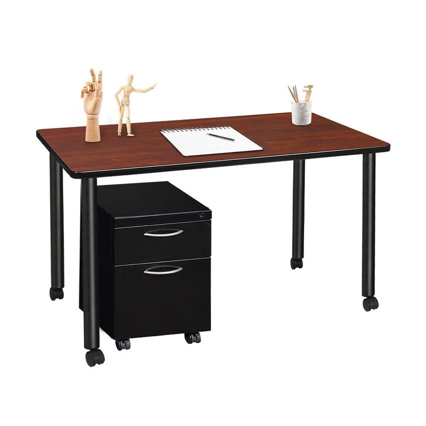 Regency Kee Mobile Desk Black Legs Functional 48"W x 24"D x 29"H (REG - MDCLMP4824) - SchoolOutlet