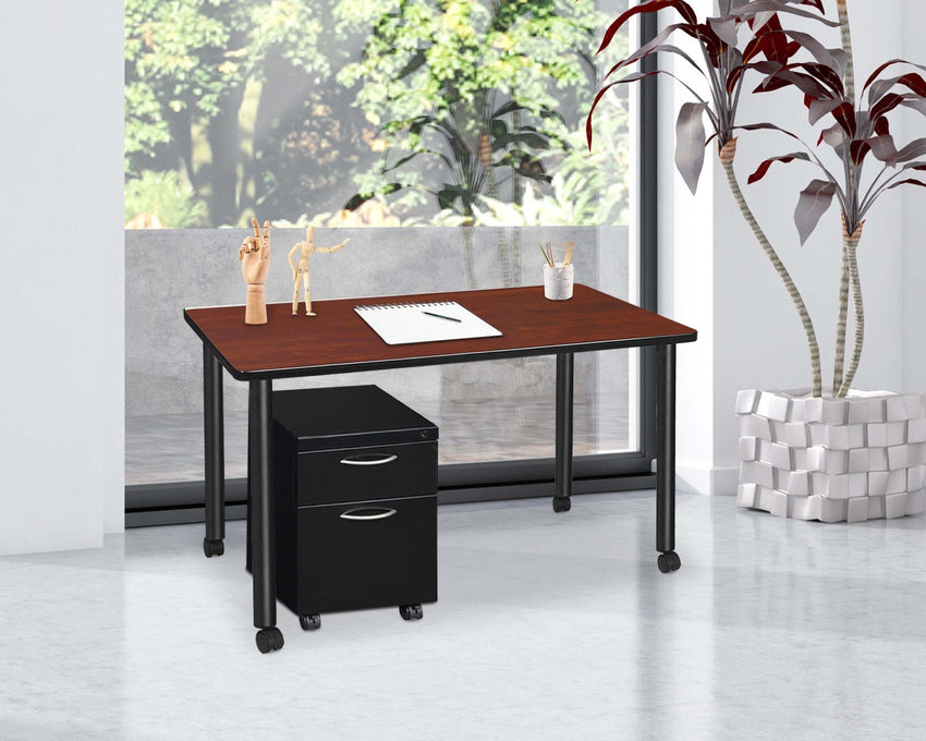 Regency Kee Mobile Desk Black Legs Functional 48"W x 24"D x 29"H (REG - MDCLMP4824) - SchoolOutlet