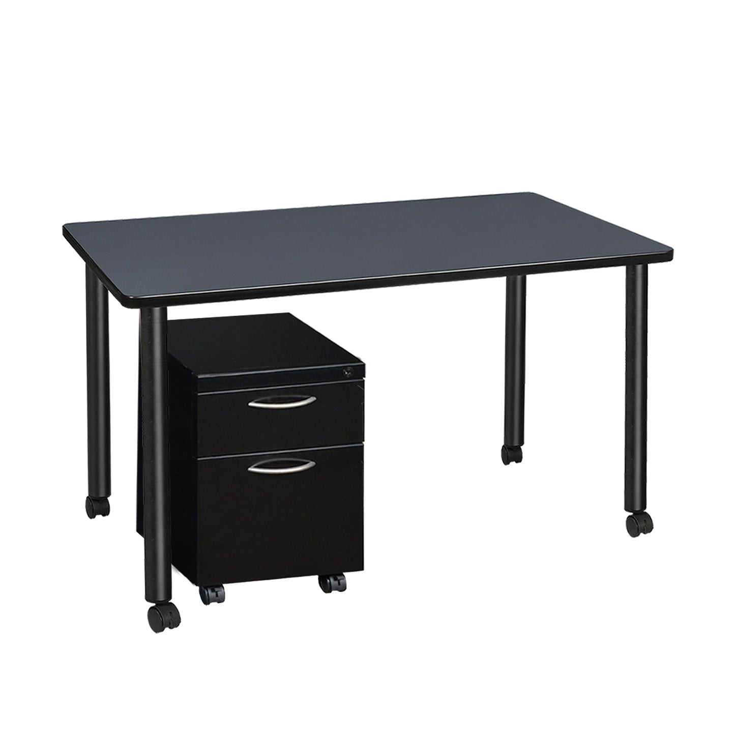 Regency Kee Mobile Desk Black Legs Functional 48"W x 24"D x 29"H (REG - MDCLMP4824) - SchoolOutlet