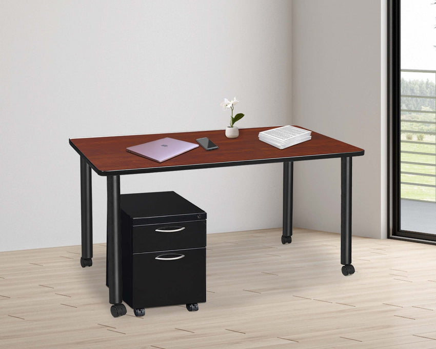 Regency Kee Mobile Desk Black Legs Flexible 60"W x 24"D x 29"H (REG - MDCLMP6024) - SchoolOutlet