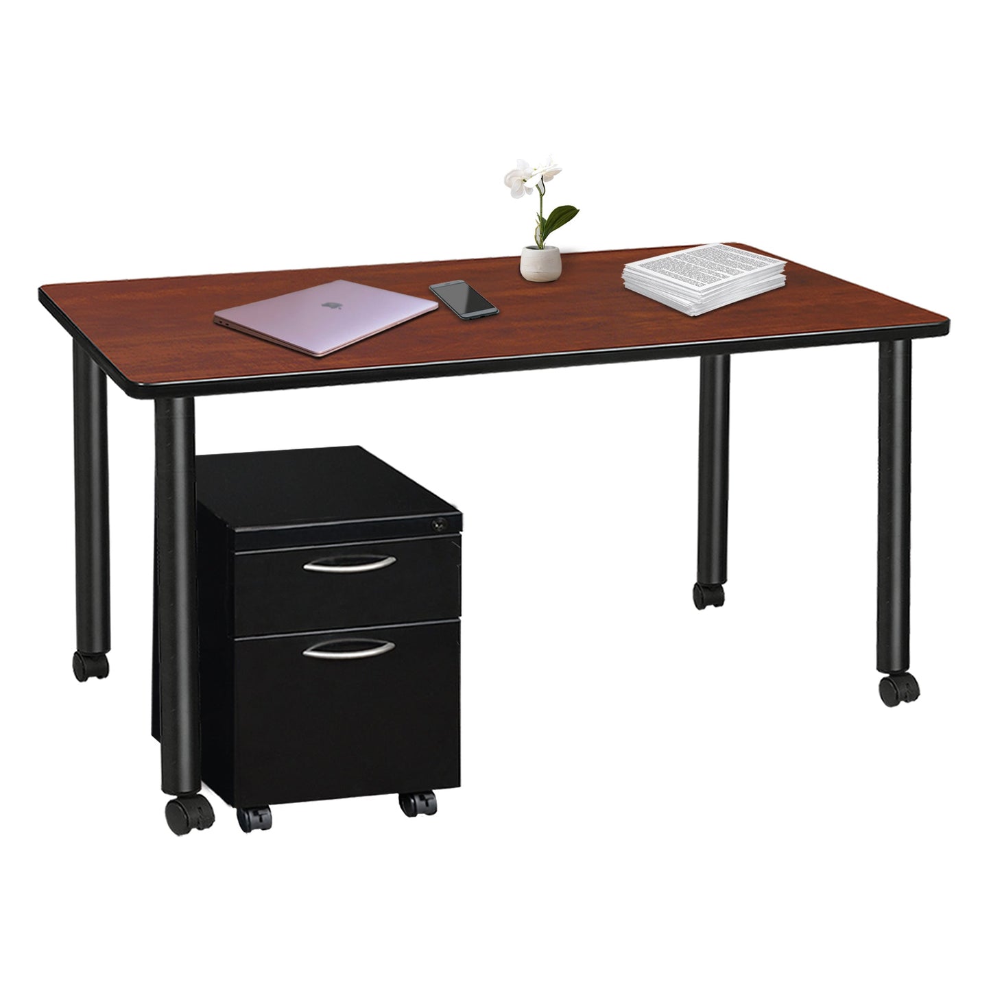 Regency Kee Mobile Desk Black Legs Flexible 60"W x 24"D x 29"H (REG - MDCLMP6024) - SchoolOutlet