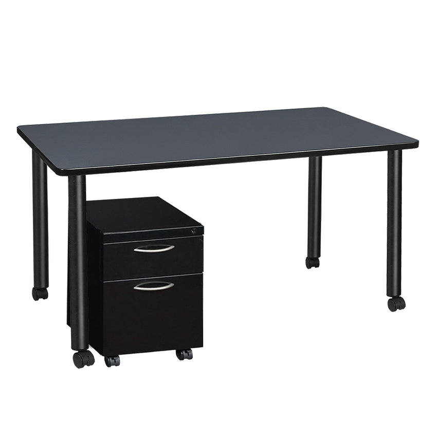 Regency Kee Mobile Desk Black Legs Flexible 60"W x 24"D x 29"H (REG - MDCLMP6024) - SchoolOutlet